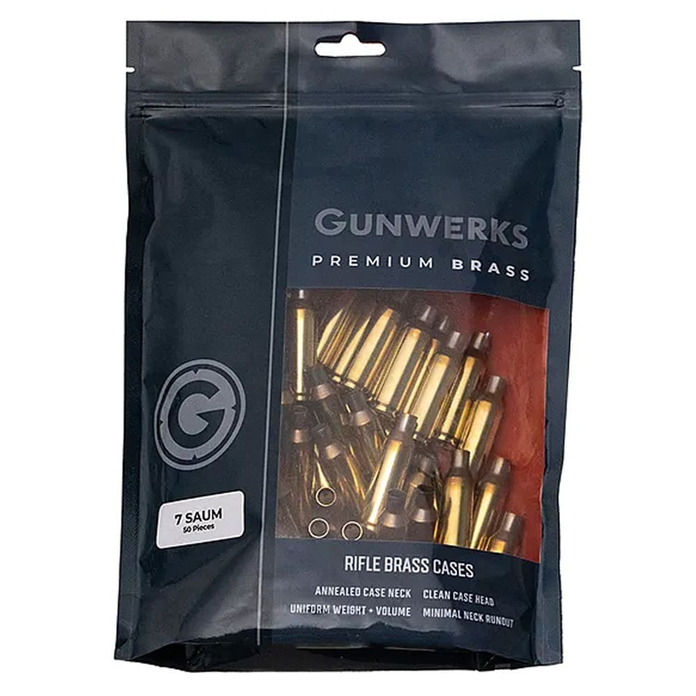 Gunwerks 7 SAUM Unprimed Brass Casings (50/Box) AY-F3062G-50