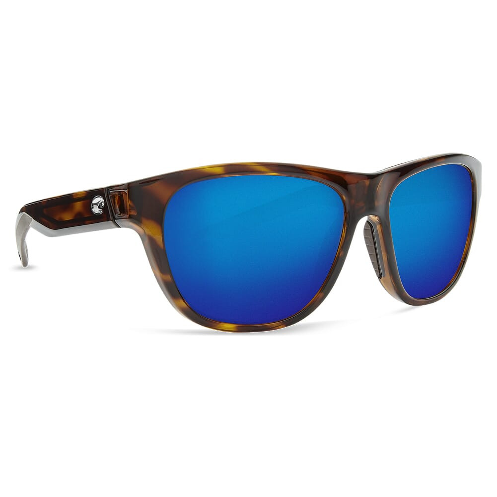 Costa Bayside Shiny Tortoise Frame Sunglasses w/ Blue Mirror 580G Lenses BAY-10-OBMGLP