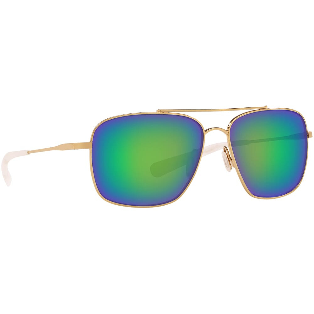 Costa Canaveral Shiny Gold Frame Sunglasses w/ Green Mirror 580P Lenses CAN-126-OGMP