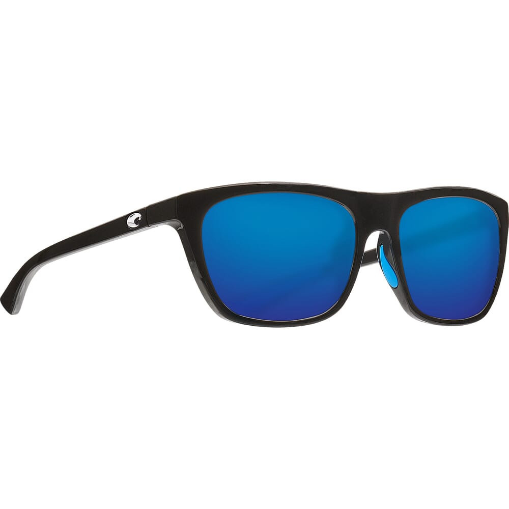 Costa Cheeca Shiny Black Frame Sunglasses w/ Blue Mirror 580P Lenses CHA-11-OBMP