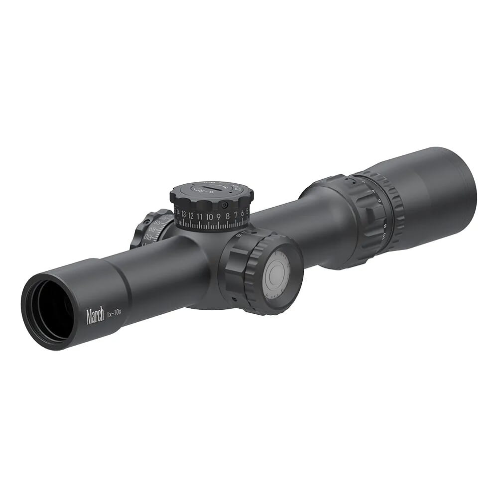 March Compact Tactical 1-10x24mm MTR-2 Reticle 1/4MOA Illuminated Riflescope D10V24TI-MTR-2-800010