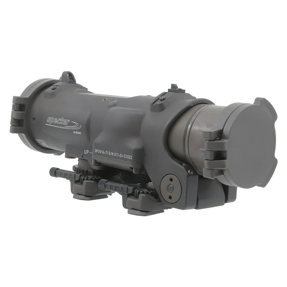 Elcan SpecterDR 1x/4x  5.56mm FDE RIflescope w/Flip Covers, ARD & A.R.M.S. Levers DFOV14-F1
