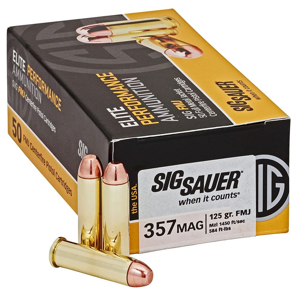 Sig Sauer Ammo .357 Mag 125gr Elite Ball Full Metal Jacket 50/Box E357MB-50