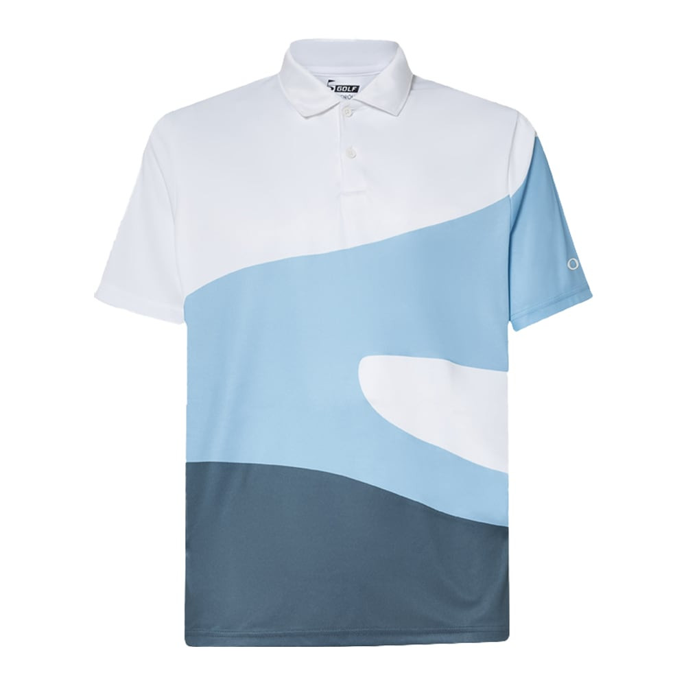Oakley Men's Stonewash Blue M Golf Oakley Reduct Wave Polo FOA404357-6EK-M