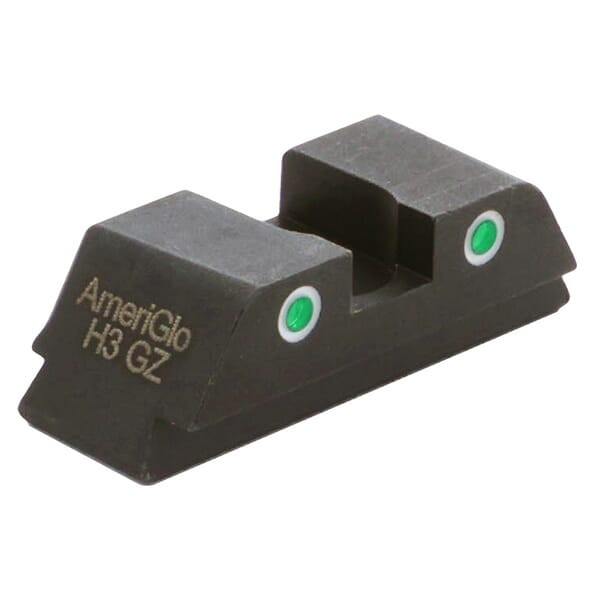 Ameriglo Classic Green Tritium 2-Dot w/White Outlines .256\"H .15\"W Sq Notch Rear Sight for Glock (Excl. 42,43,48) GL-113R