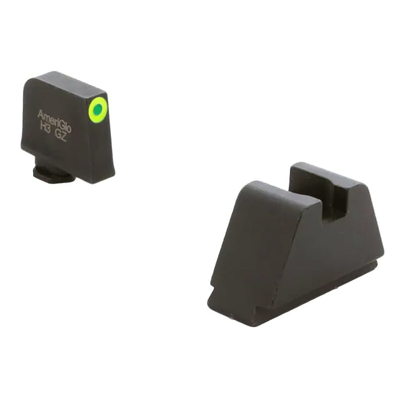 Ameriglo Optic Compatible 4XLT Green Tritium w/LumiGreen Outline .385\"F, Flat Black .48\"R Sight Set for Glock 4XL (Excl. 42,43,48) GL-695