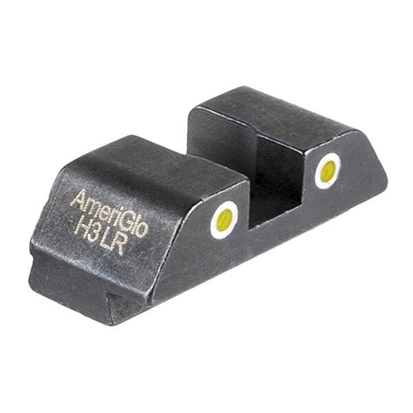 Ameriglo Classic Yellow Tritium 2-Dot w/White Outlines .276\"H .165 Sq Notch Rear Sight for Glock GL-8115R