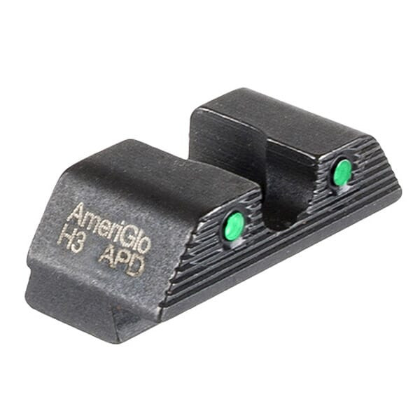 Ameriglo Agent Grn Trit 2-Dot w/Black Outlines .276\"H .165 U Notch Rear Sight for Glock GL-865R