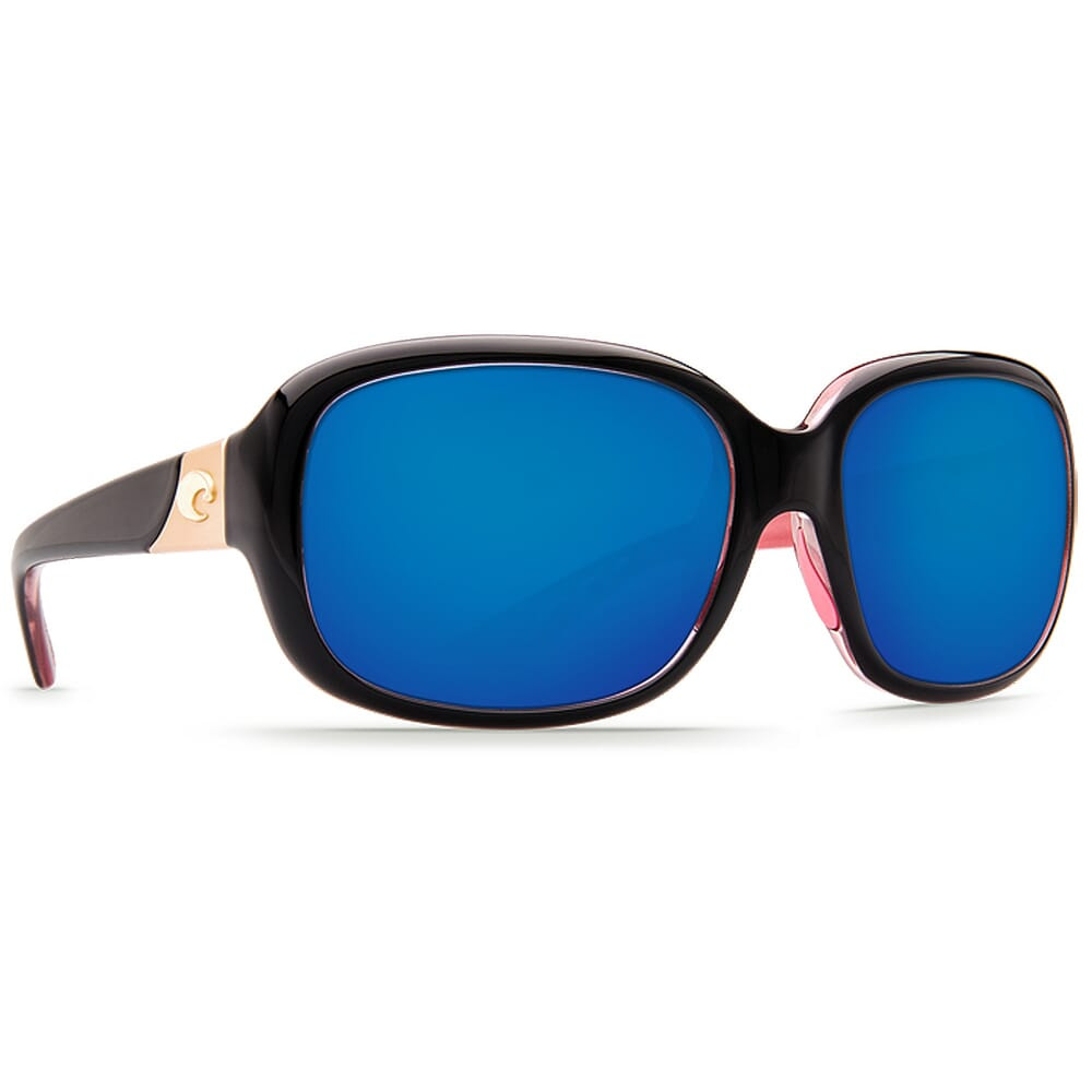 Costa Gannet Shiny Black Hibiscus Frame Sunglasses w/ Blue Mirror 580P Lenses GNT-132-OBMP