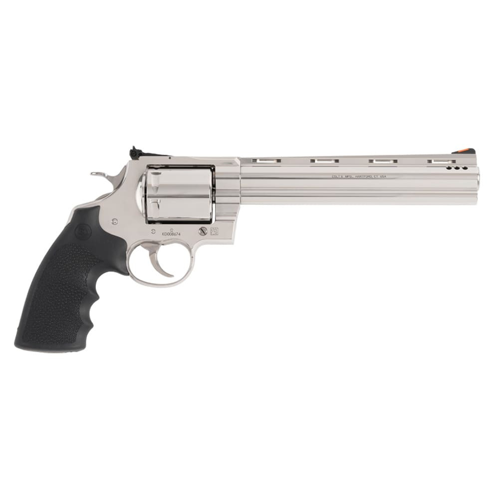 Colt Kodiak .44 Magnum 8\" Ported Bbl Unfluted Cylinder Red Ramp Front/Adjustable Rear Sight 6rd Cap Rubber Grip SS Revolver KODIAK-SP8RTS