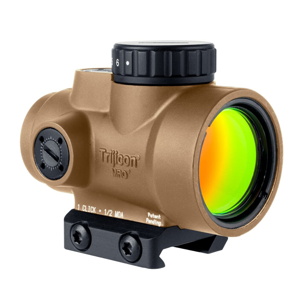 Trijicon MRO SD 1x25 GreenDot Sight w/ Adjustable LED 2.0 MOA Green Dot, Coyote Brown Anodized; Low Mount (AC32067) MRO-C-2200347
