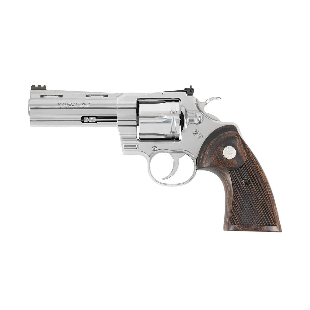 Colt Python Target .357 Magnum 4.25\" Bbl Fiber Optic Sight Wood Grips SS Revolver PYTHON-SP4WFT-G