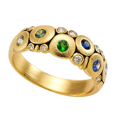 Alex Sepkus 18K Sapphire and Diamond (Sapphire and/or Tsavorite) \"Candy\" Dome Ring R-122S