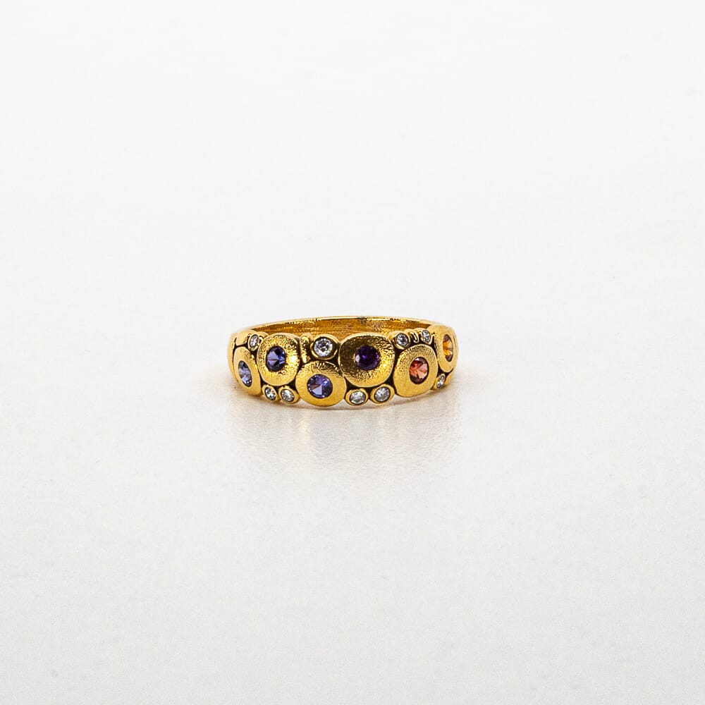 Alex Sepkus 18k, Sapphire and Diamond \"Candy\" Dome Ring R-122S