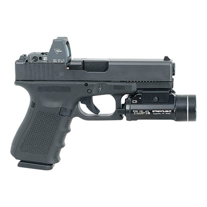 Glock 19 LE MOS 9mm with 3 mags (15 rd) Trijicon RM01 3.25MOA red dot, Streamlight TLR-1s Light, and Kydex holster.  Used: Excellent condition UA1193
