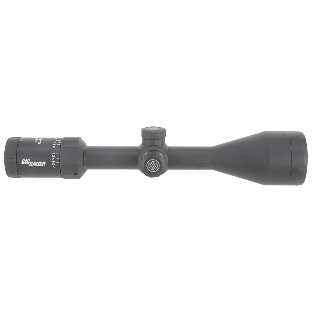 Sig Sauer USED WHISKEY3 Scope, 4-12x50mm, 1 In, SFP, Quadplex Reticle, 0.25 MOA Adj, Black SOW34201 Light Ring Marks UA2744