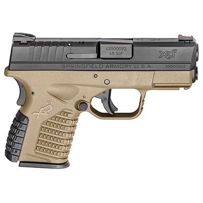 Springfield Armory XD-S .45 ACP 3.3\" Flat Dark Earth (W/2 Magazines) Pistol XDS93345DEE