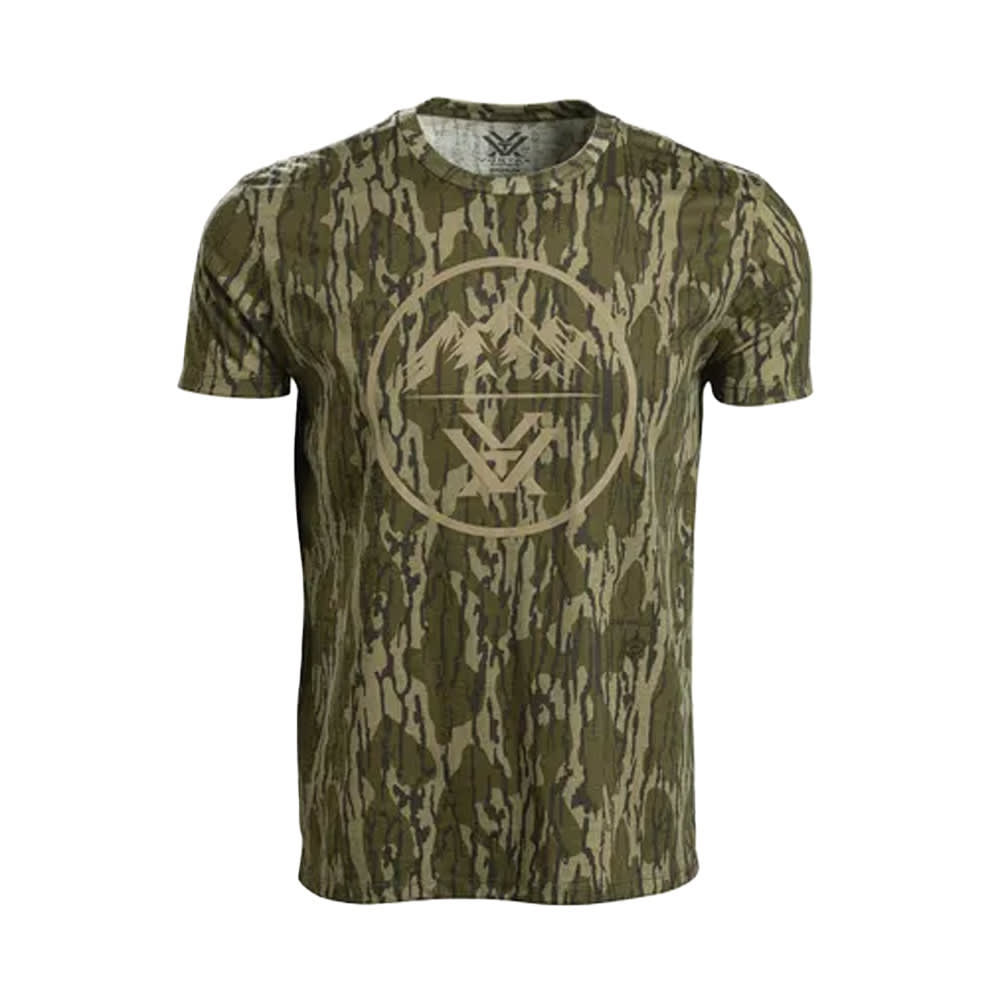 Vortex Optics Three Peaks SS T-Shirt Mossy Oak Bottomland Camo Men's 121-10-BOM