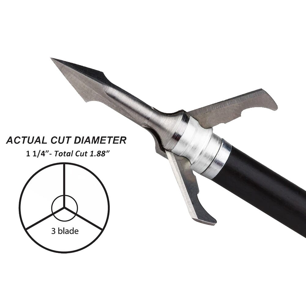 Grim Reaper Fatal Steel 125gr 1-1/4\" 3-Blade 1pc Solid Steel Mechanical Broadheads 3pk 1311