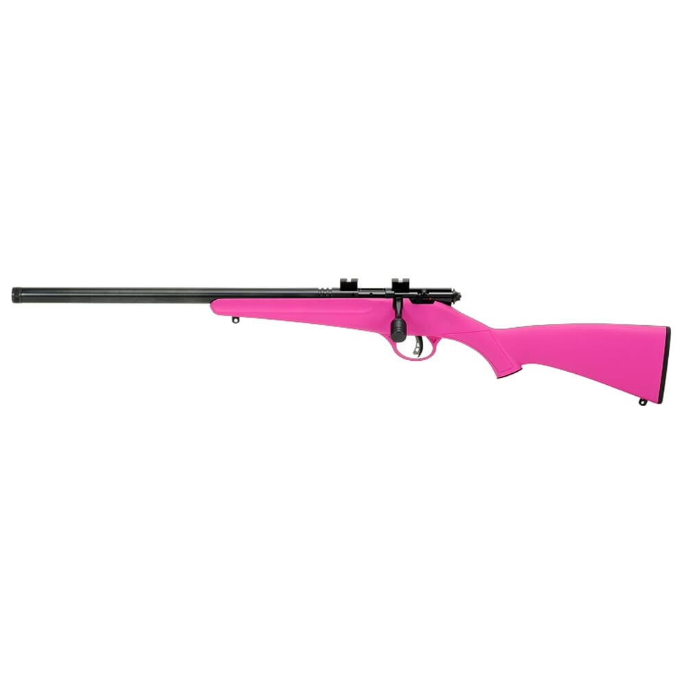 Savage Arms Rascal FV-SR LH .22 LR 16.125\" 1:16\" 1/2x28 Bbl Pink Left Hand BA Single-Shot Rifle w/Ear Plugs & Firearms Lock 13842
