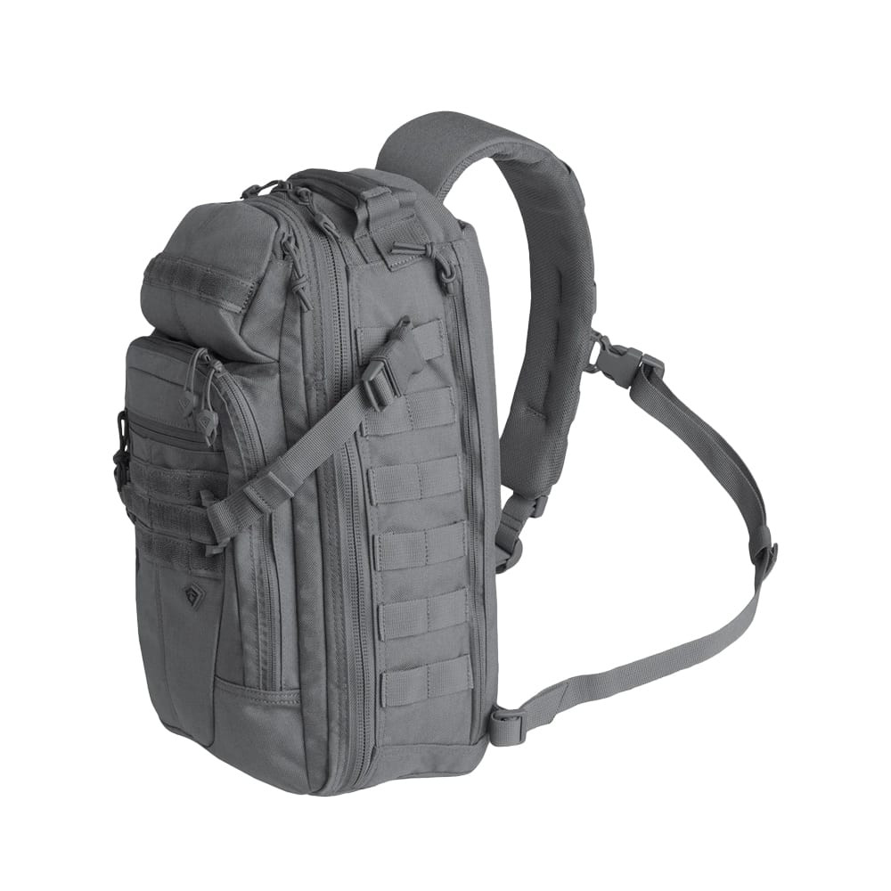 First Tactical Crosshatch 19L Wolf Gray Sling Pack w/ YKK Zippers & CCW Pocket 180011-036-1SZ