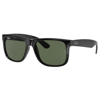 Ray-Ban Justin Polished Black Sunglasses w/G-15 Green Lenses 0RB4165-601/71-55