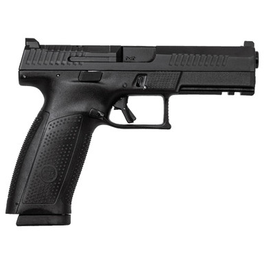 CZ-USA P-10 F Optic-Ready 9mm 19rd Blk Handgun w/Polymer Frame, Nitride Slide, Fixed Sights, 3 Back Straps, Rev Mag Catch 91550