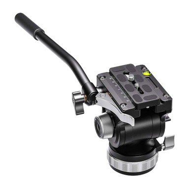 Leofoto Compact Fluid Tripod Head 3lbs 70mm Flat Base 3/8\"-16 Screw Hole w/ ARCA Plate, Bubble Levels, Pan/Tilt Locks BV-15L - Main Image