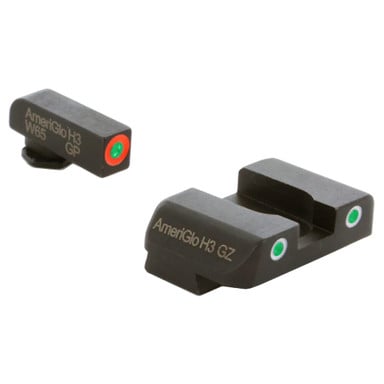 Ameriglo Spartan Grn Trit w/Org Outline Front, Grn Trit w/Wht Outline Rear 3-Dot Night Sight for Glock Gen 1-4 17,19,22-24,26,27,33-35,37-39 GL-241