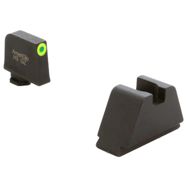 Ameriglo Optic Compatible 3XLT Green Tritium w/LumiGreen Outline .365\"F, Flat Black .451\"R Sight Set for Glock 3XL (Excl. 42,43,48) GL-691