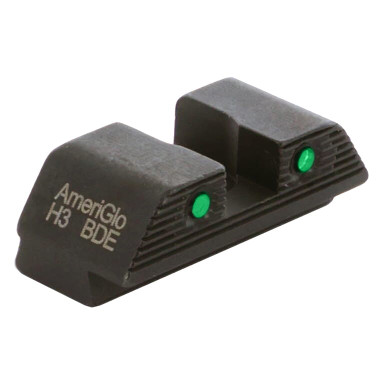 Ameriglo Trooper MOS Green Tritium 2-Dot w/Black Outlines .276\"H .165 Sq Notch Rear Sight for Glock (Excl. 42,43,48) GL-875R
