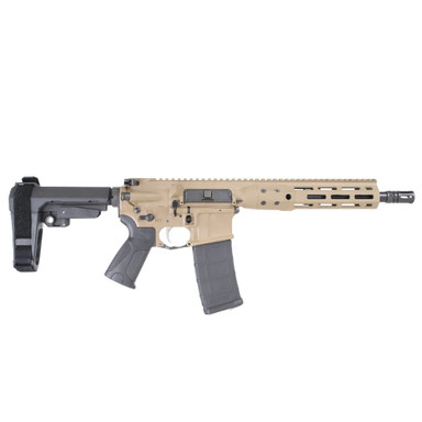 LWRC ICDI M-LOK Direct Impingement .300 Blackout 10.5\" 1:7\" 1/2x28 Bbl FDE Pistol w/SBA3 Brace ICDIP3CK10MLSBA3