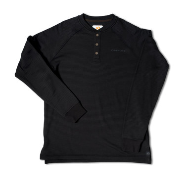 First Lite Men's ThermaGrid Merino Henley Black XL MBTHNBKXL