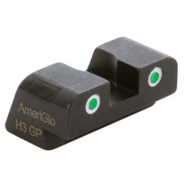 Ameriglo Green Tritium 2-Dot w/White Outlines .27\"H .165\" Sq Notch #10 Rear Sight for Most Sig/Springfield Models, Hellcat (non OSP) XD-191R