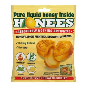 Honees Cough Drops - Honey Lemon - Lemon Menthol - 20 Cough Drops Honees Cough Drops - Honey Lemon - Lemon Menthol - 20 Cough Drops