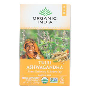 Organic India - Tulsi Ashwagandha - Case Of 6 - 18 Ct Organic India - Tulsi Ashwagandha - Case Of 6 - 18 Ct