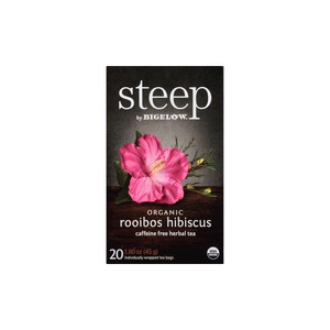 Steep By Bigelow Organic Rooibos Hibiscus Tea  - Case Of 6 - 20 Bags Steep By Bigelow Organic Rooibos Hibiscus Tea  - Case Of 6 - 20 Bags