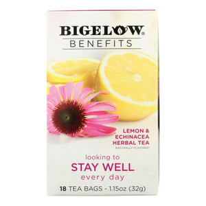 Bigelow Tea Tea - Lemon Echinacea - Stay Well - Case Of 6 - 18 Bag - J C Herbal Products
