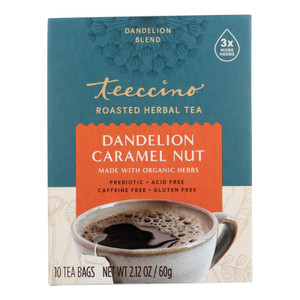 Teeccino Organic Herbal Coffee - Dandelion Caramel Nut - 10 Bags - Case Of 6 - J C Herbal Products