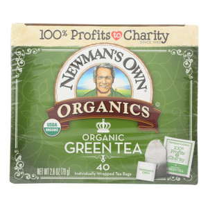 Newman's Own Organics Organic Green Tea - Case Of 6 - 40 Bags - J C Herbal Products