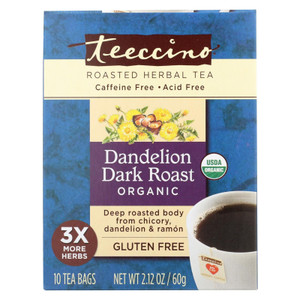 Teeccino Organic Herbal Coffee - Dandelion Dark Roast - 10 Bags - Case Of 6 - J C Herbal Products