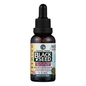 Amazing Herbs - Black Seed Oil - Cold Pressed - Premium - 1 Fl Oz - J C Herbal Products
