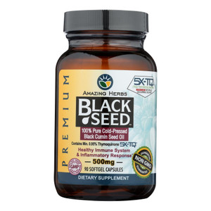Amazing Herbs - Black Seed Oil Black Cumin Seed Oil - 90 Softgels - J C Herbal Products