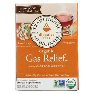 Traditional Medicinals Tea - Organic - Gas Relief Tea - 16 Bags - Case Of 6 - J C Herbal Products