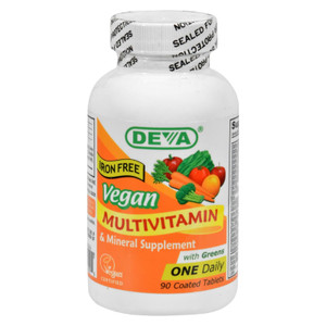 Deva Vegan Vitamins - Multivitamin And Mineral Supplement Iron Free - 90 Tablets - J C Herbal Products