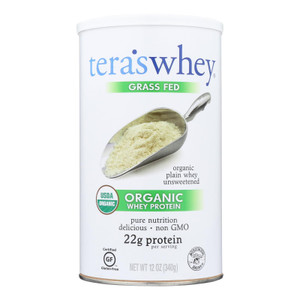 Teras Whey Protein Powder - Whey - Organic - Plain Unsweetened - 12 Oz - J C Herbal Products
