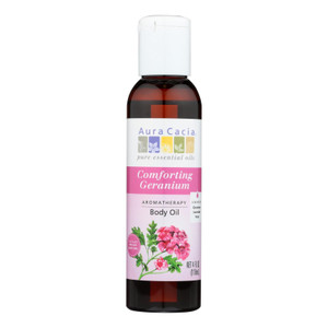 Aura Cacia - Aromatherapy Body Oil Comforting Geranium - 4 Fl Oz - J C Herbal Products