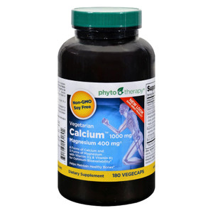 Phyto-therapy Vegetarian Calcium With Magnesium - 180 Capsules - J C Herbal Products