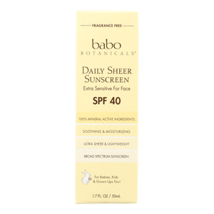 Babo Botanicals - Sunscreen - Daily Sheer - Spf 40 - 1.7 Oz Babo Botanicals - Sunscreen - Daily Sheer - Spf 40 - 1.7 Oz