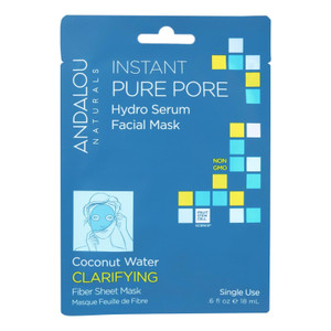 Andalou Naturals Instant Pure Pore Facial Mask - Coconut Water Clarifying - Case Of 6 - 0.6 Fl Oz - J C Herbal Products